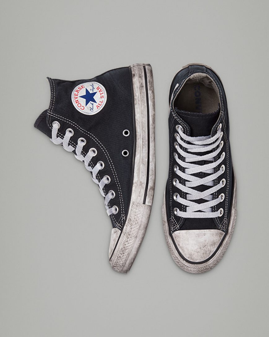 Tenisky Vysoke Converse Chuck Taylor All Star Platene Smoke Damske Čierne Biele | SK LSWJO7